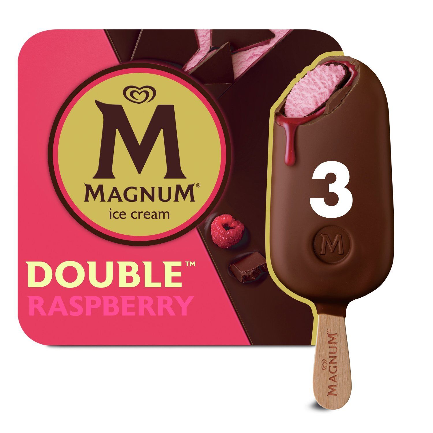 Magnum Double Raspberry Ice Cream Bars, 3 count, 9.12 fl oz