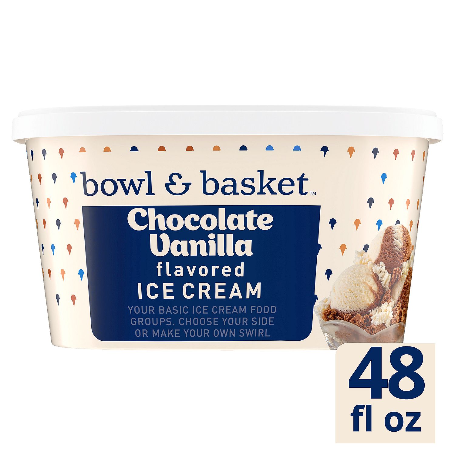 Bowl &amp; Basket Chocolate Vanilla Flavored Ice Cream, 1.5 qt