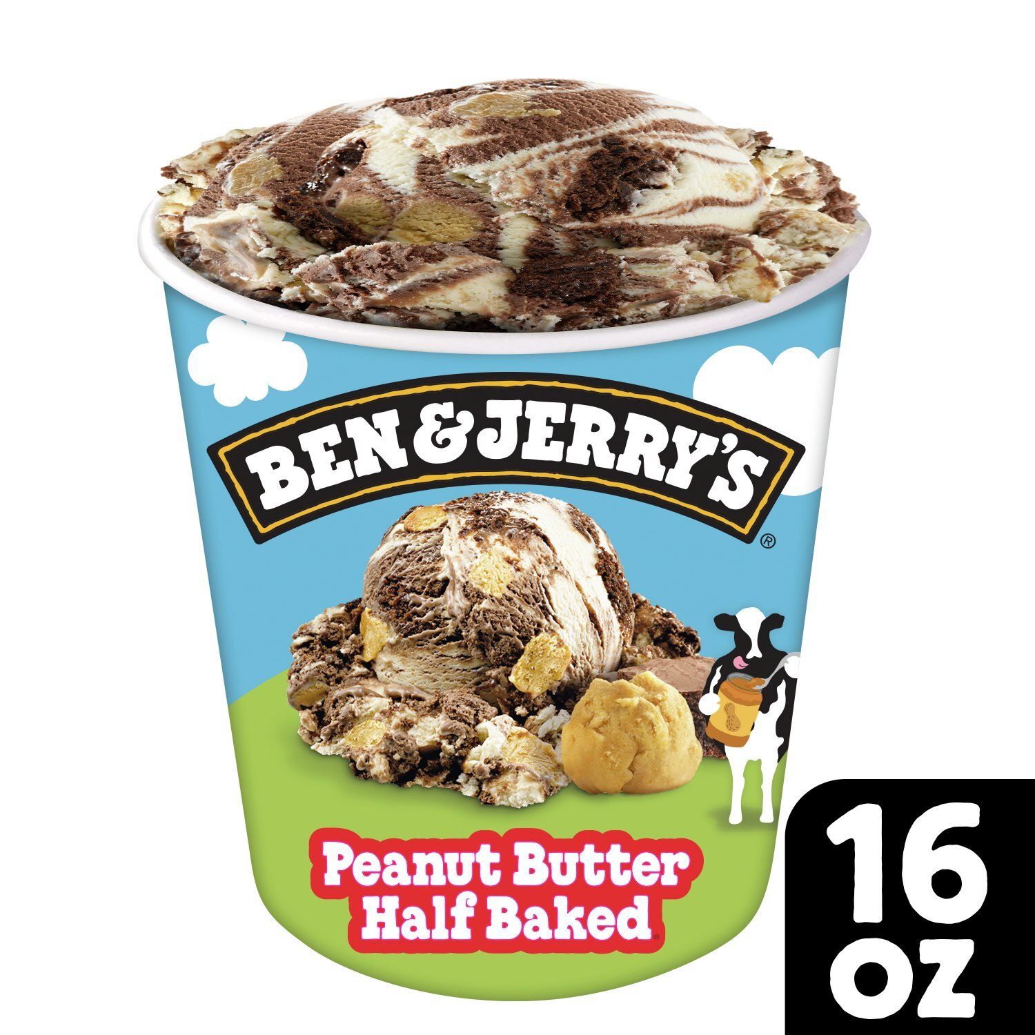 Ben &amp; Jerry&#39;s Vermont&#39;s Finest Peanut Butter Half Baked Ice Cream, one pint