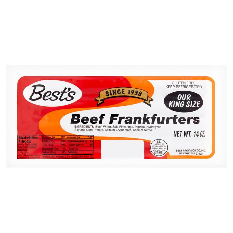 Best&#39;s King Size Beef Frankfurters, 14 oz