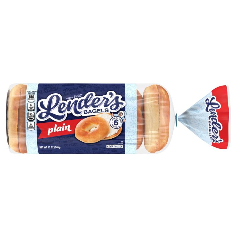 Lender&#39;s Plain Bagels, 6 count, 12 oz