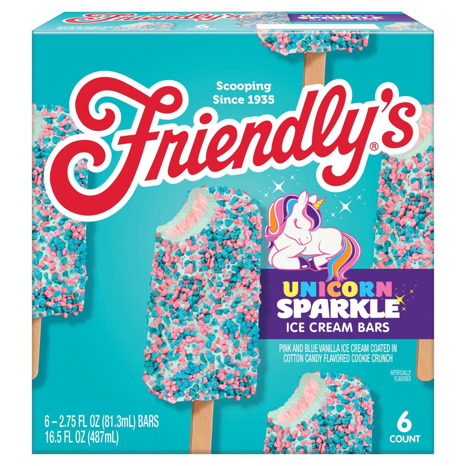 Friendly&#39;s Unicorn Sparkle Ice Cream Bars, 2.75 fl oz, 6 count
