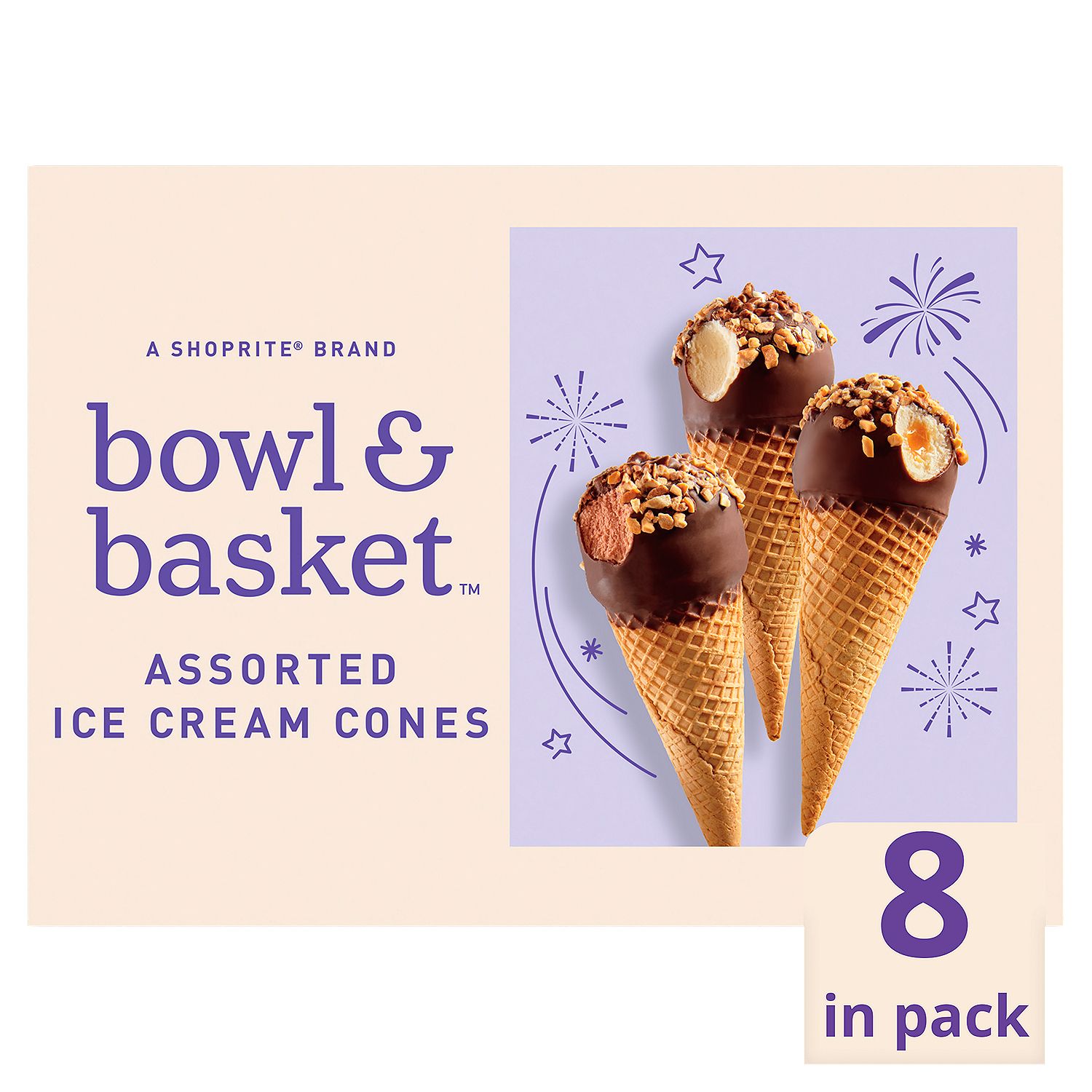 Bowl &amp; Basket Assorted Ice Cream Cones, 4.6 fl oz, 8 count