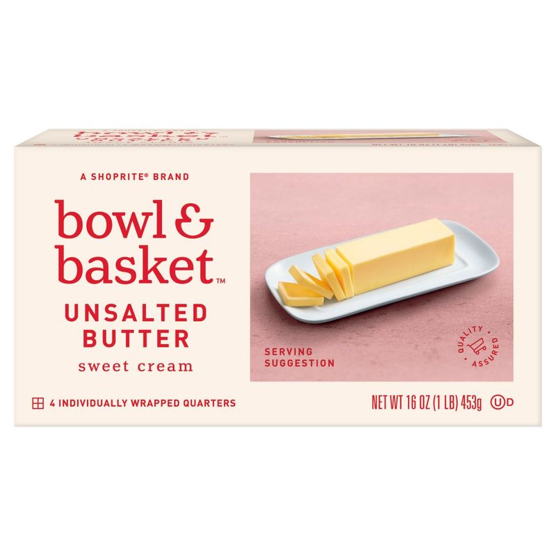 Bowl &amp; Basket Sweet Cream Unsalted Butter, 4 count, 16 oz