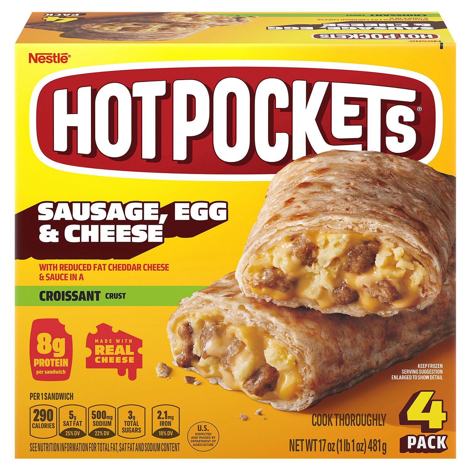 Hot Pockets Sausage, Egg &amp; Cheese Croissant Crust Sandwiches, 4 count, 17 oz
