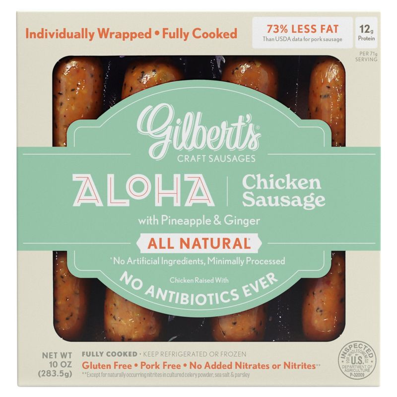 Gilbert&#39;s Craft Sausages Aloha Chicken Sausage, 10 oz
