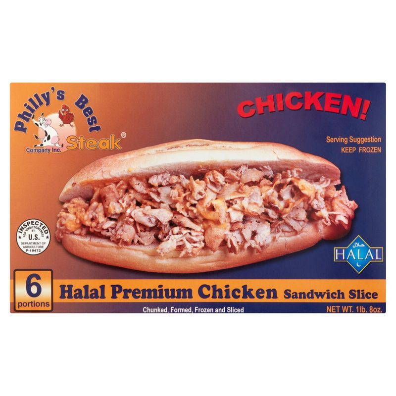 Philly&#39;s Best Steak Halal Premium Chicken Sandwich Slice, 6 count, 1 lb 8 oz