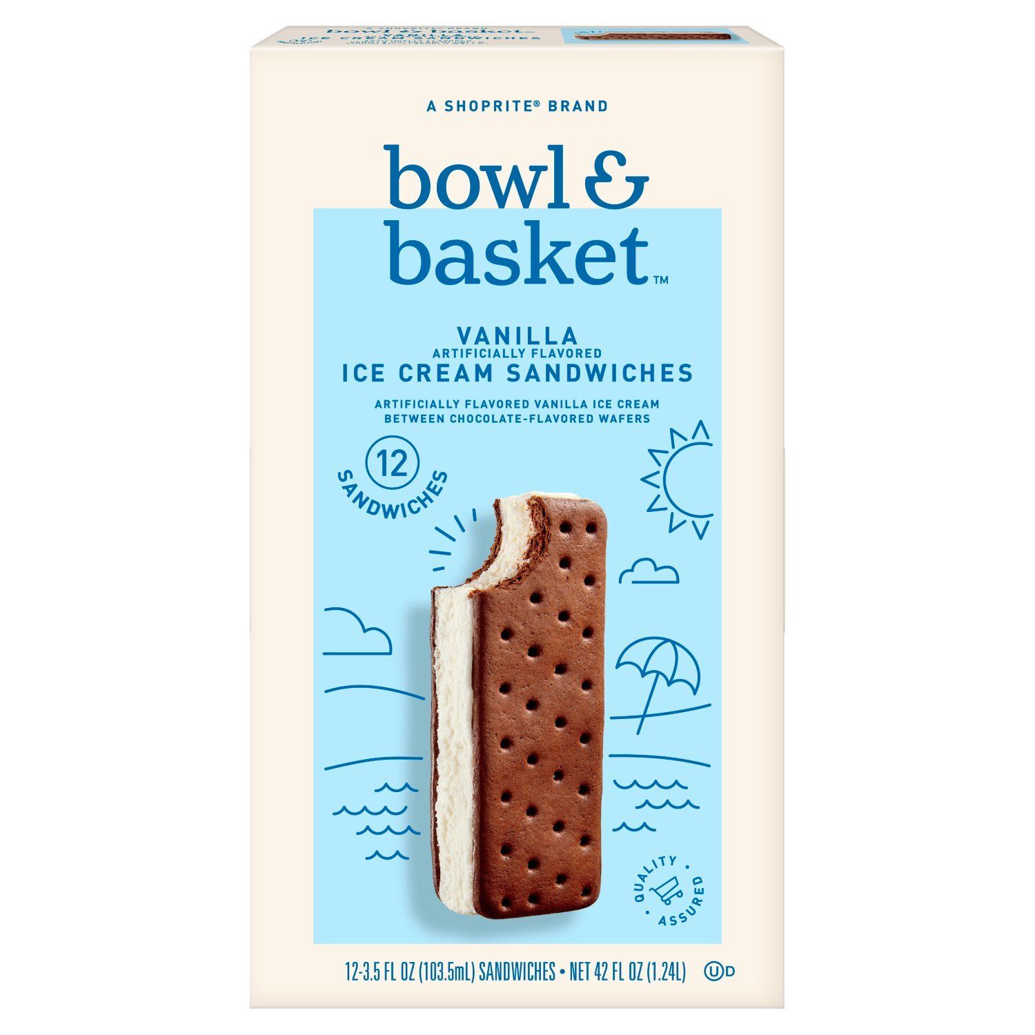 Bowl &amp; Basket Vanilla Ice Cream Sandwiches, 3.5 fl oz, 12 count