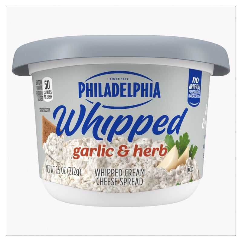 Philadelphia Garlic &amp; Herb Whipped Cream Cheese Spread, 7.5 oz