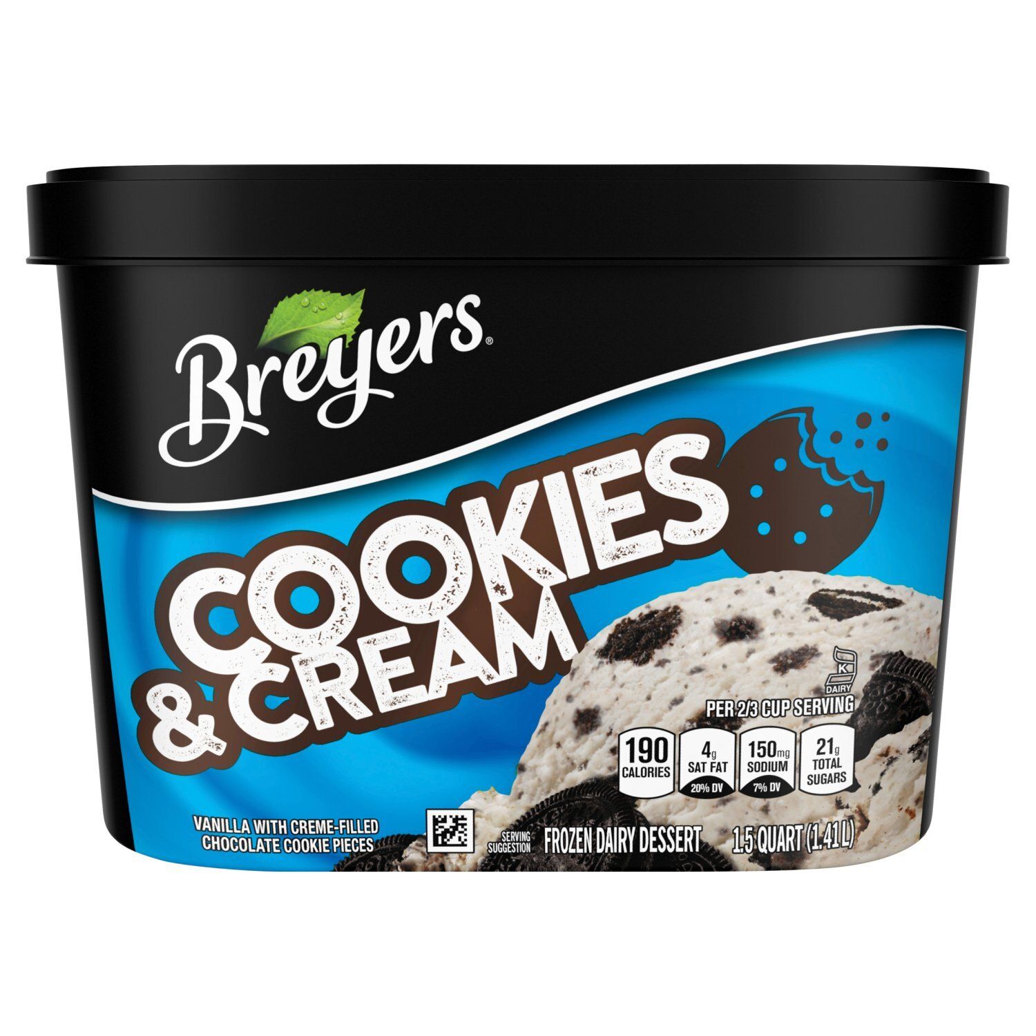 Breyers Cookies &amp; Cream Frozen Dairy Dessert, 1.5 quart