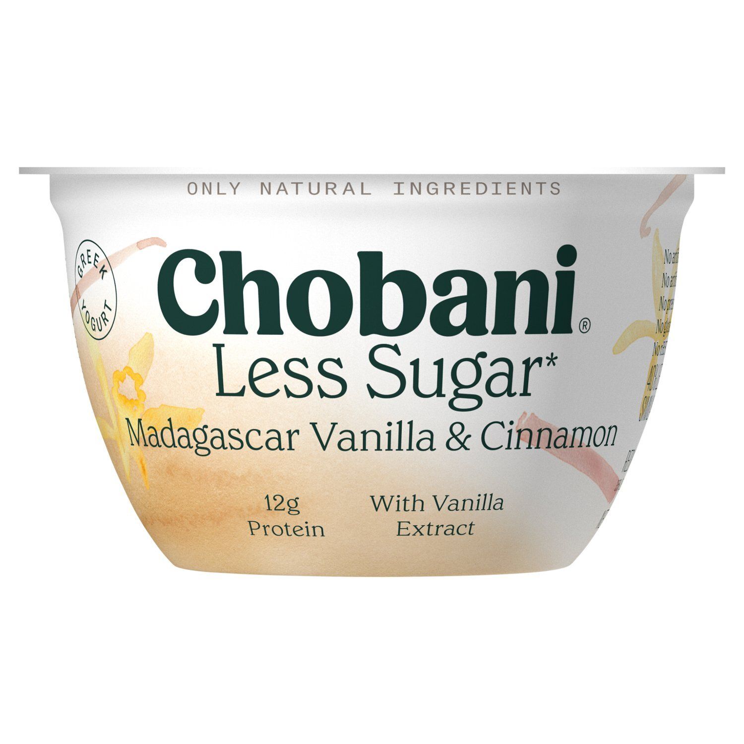 Chobani Madagascar Vanilla &amp; Cinnamon Less Sugar Greek Yogurt, 5.3 oz