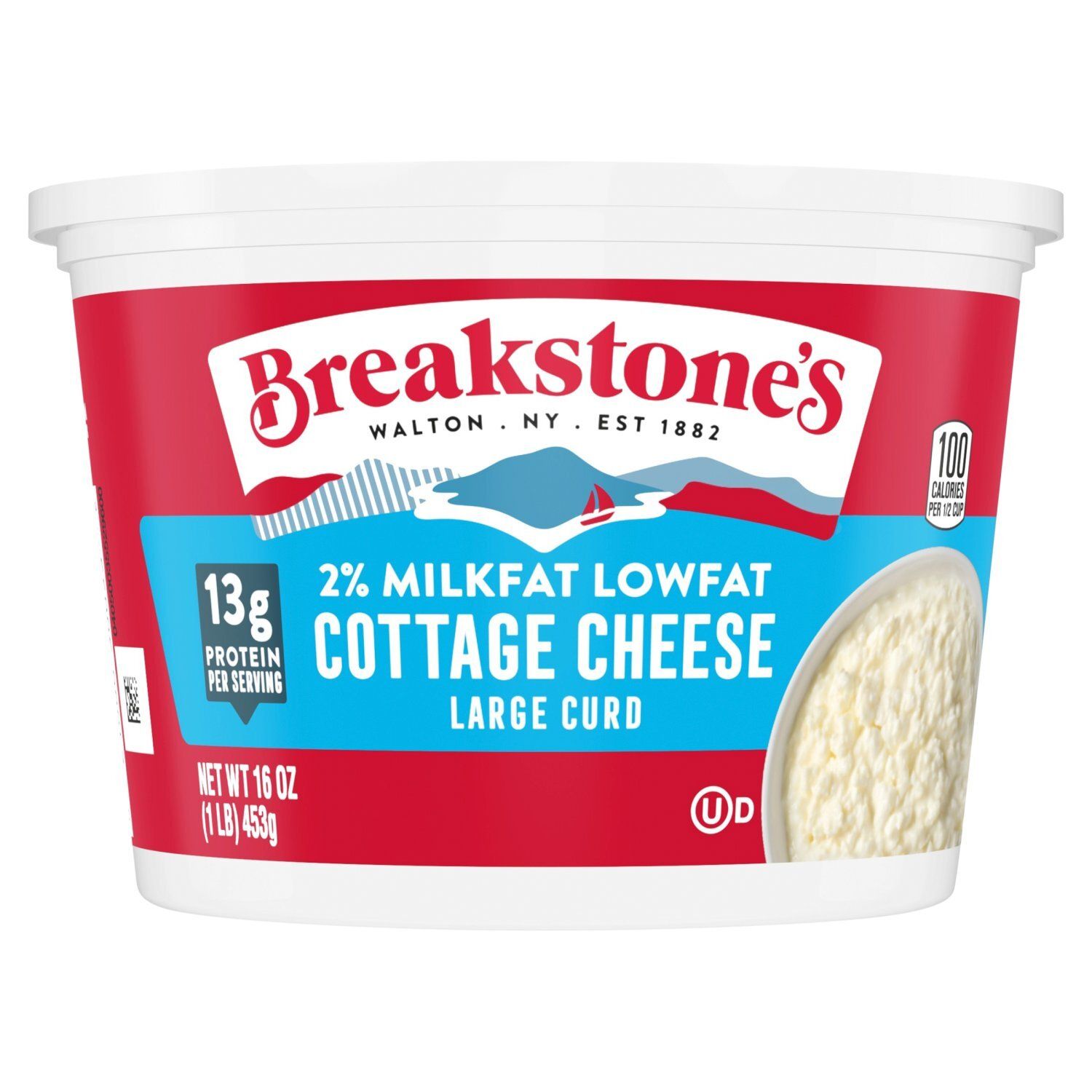 Breakstone&#39;s 2% Milkfat Lowfat Large Curd Cottage Cheese, 16 oz