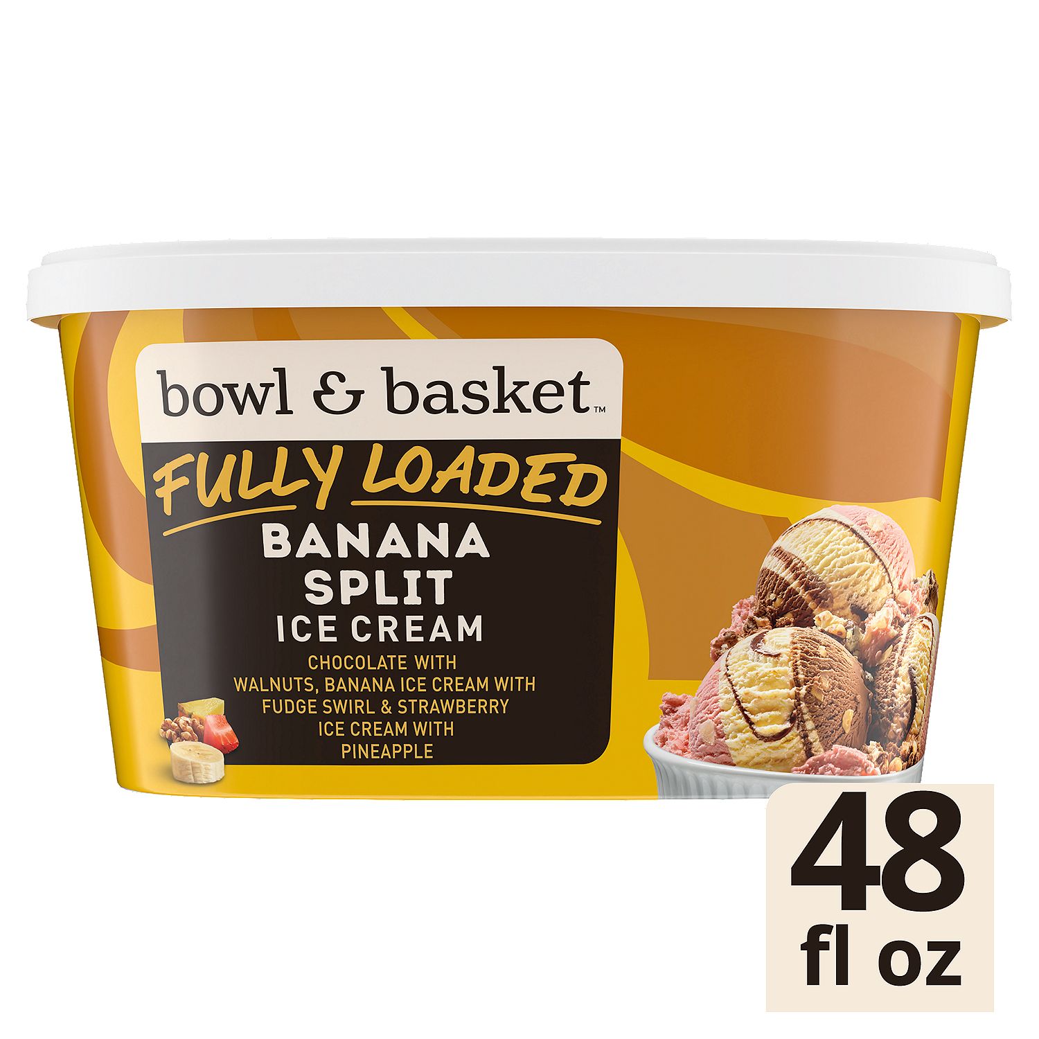 Bowl &amp; Basket Fully Loaded Banana Split Ice Cream, 1.5 qt