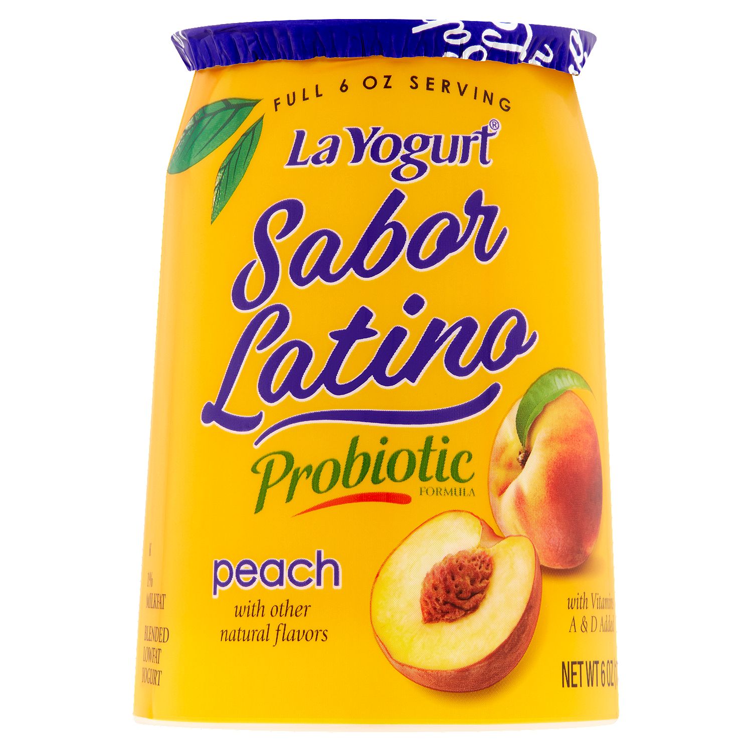 La Yogurt Sabor Latino Probiotic Peach Blended Lowfat Yogurt, 6 oz