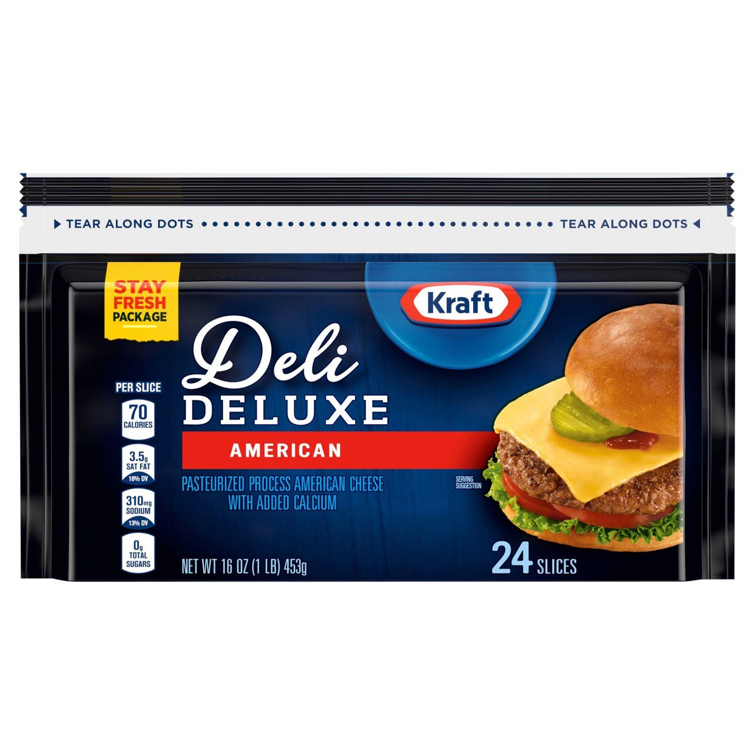 Kraft Deli Deluxe American Cheese Slices, 24 count, 16 oz