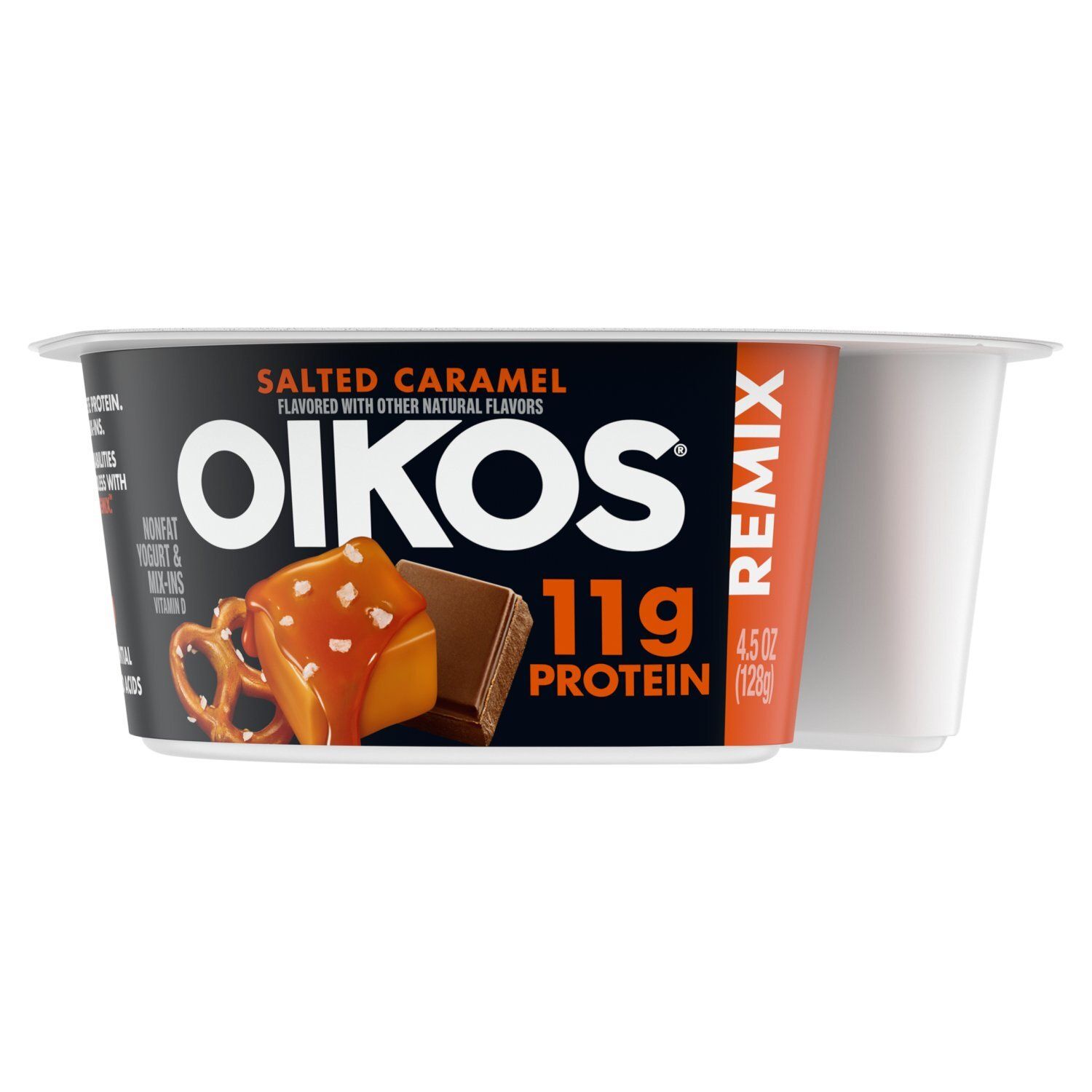 Oikos Remix Salted Caramel Nonfat Yogurt &amp; Mix-Ins, 4.5 oz