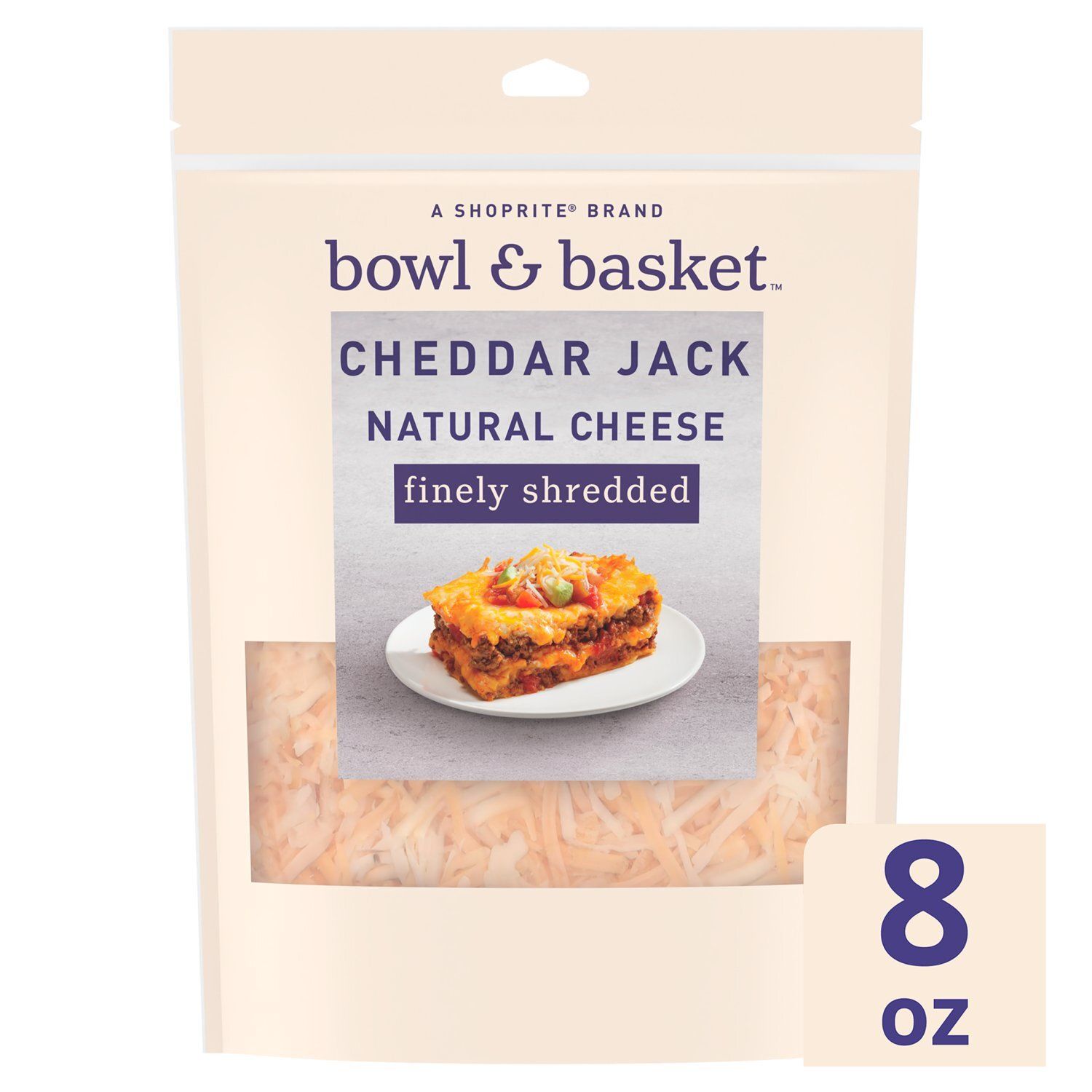 Bowl &amp; Basket Finely Shredded Cheddar Jack Cheese, 8 oz