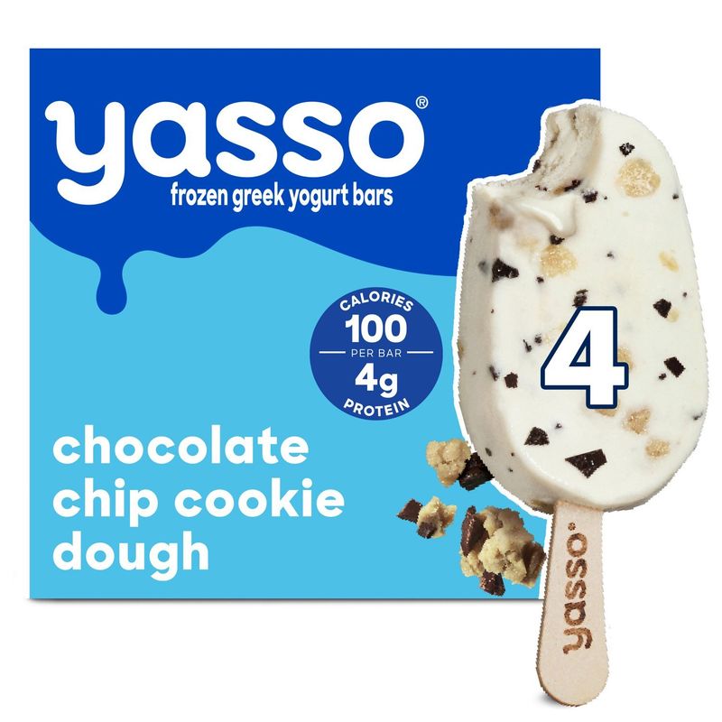 Yasso Chocolate Chip Cookie Dough Frozen Greek Yogurt Bars, 4 count, 14 fl oz
