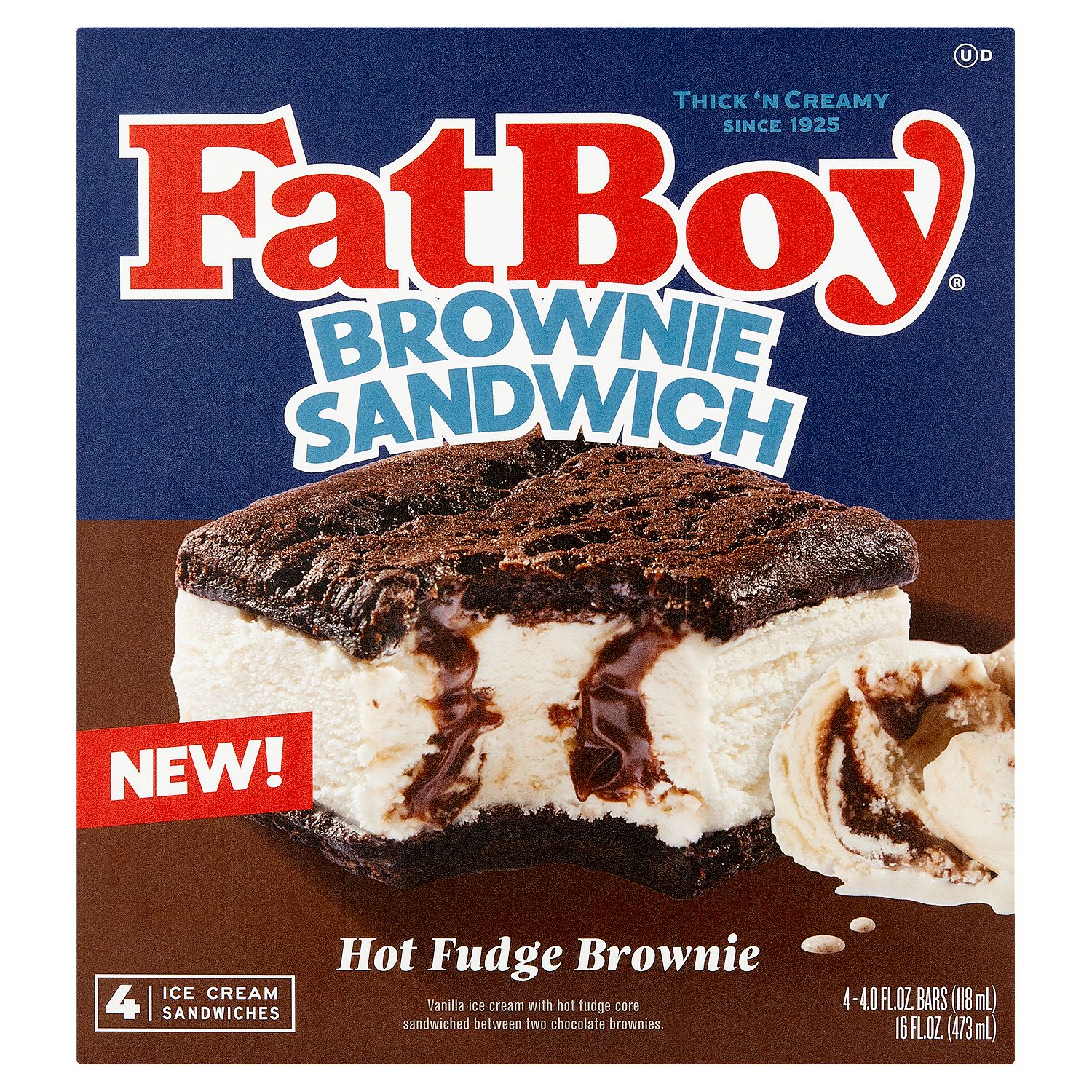 FatBoy Hot Fudge Brownie Ice Cream Sandwiches, 4.0 fl oz, 4 count