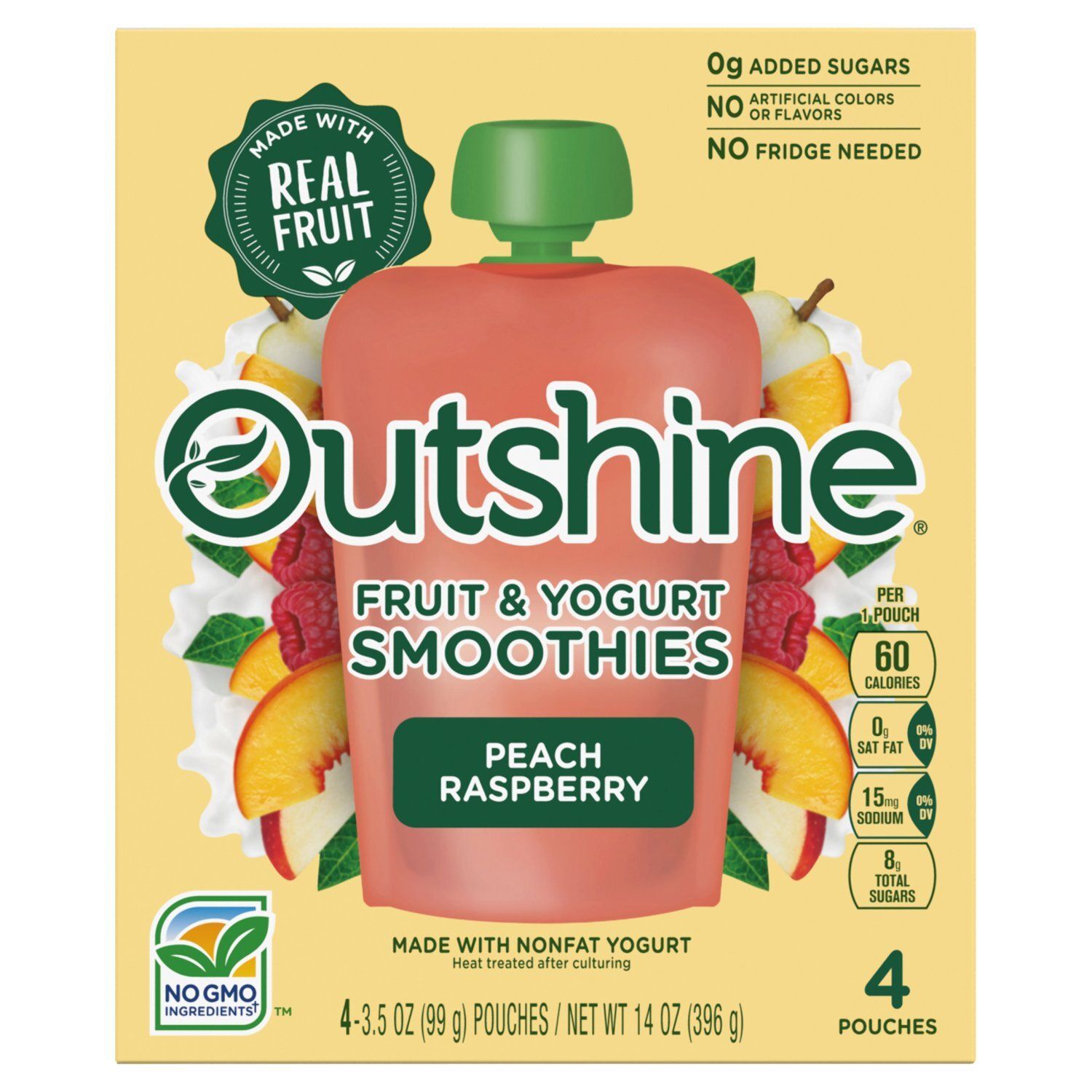 Outshine Peach Strawberry Fruit &amp; Yogurt Smoothies, 3.5 oz, 4 count