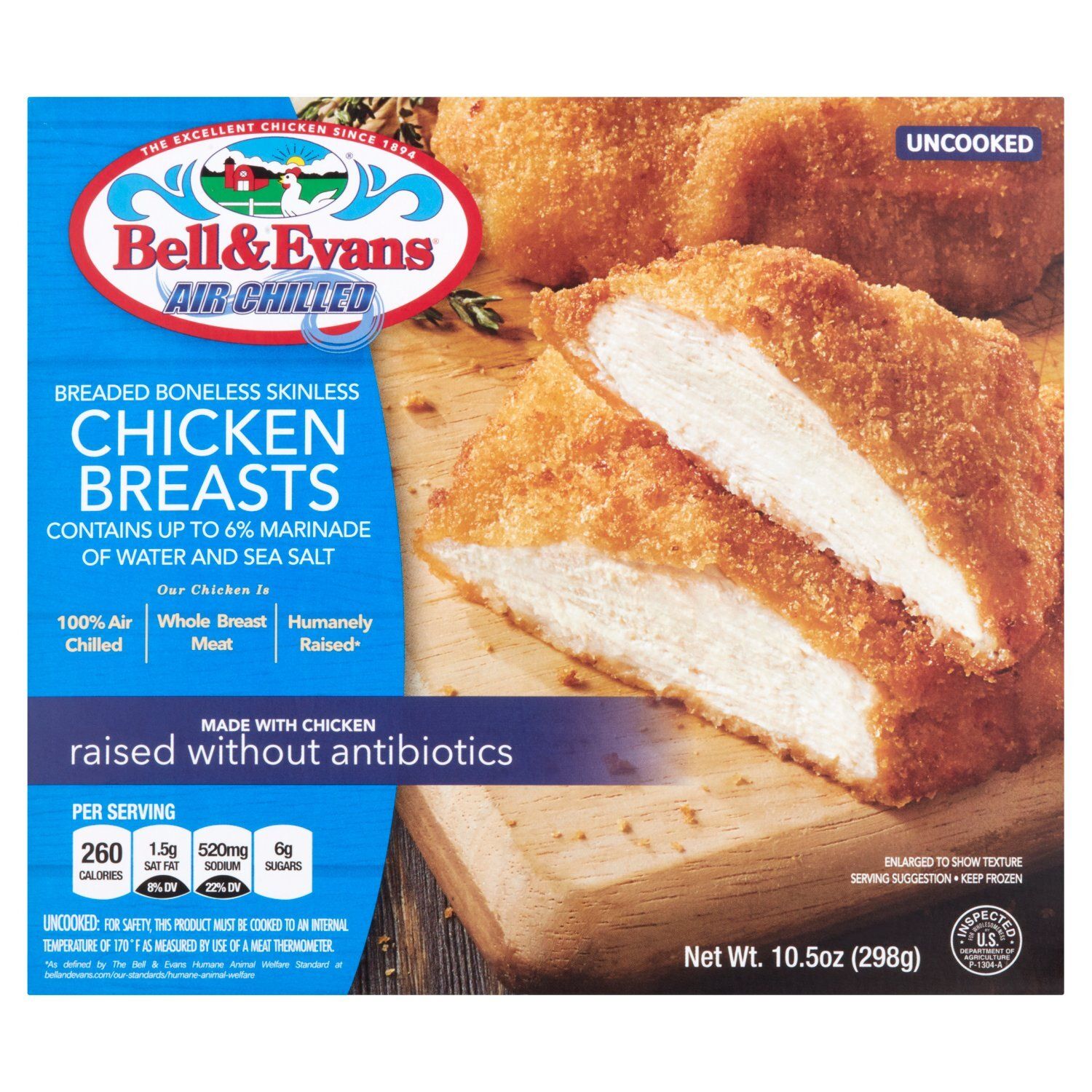 Bell &amp; Evans Breaded Boneless Skinless Chicken Breasts, 10.5 oz