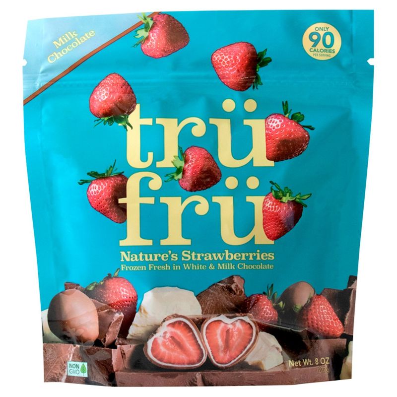 Trü Frü Nature&#39;s Strawberries in White &amp; Milk Chocolate, 8 oz