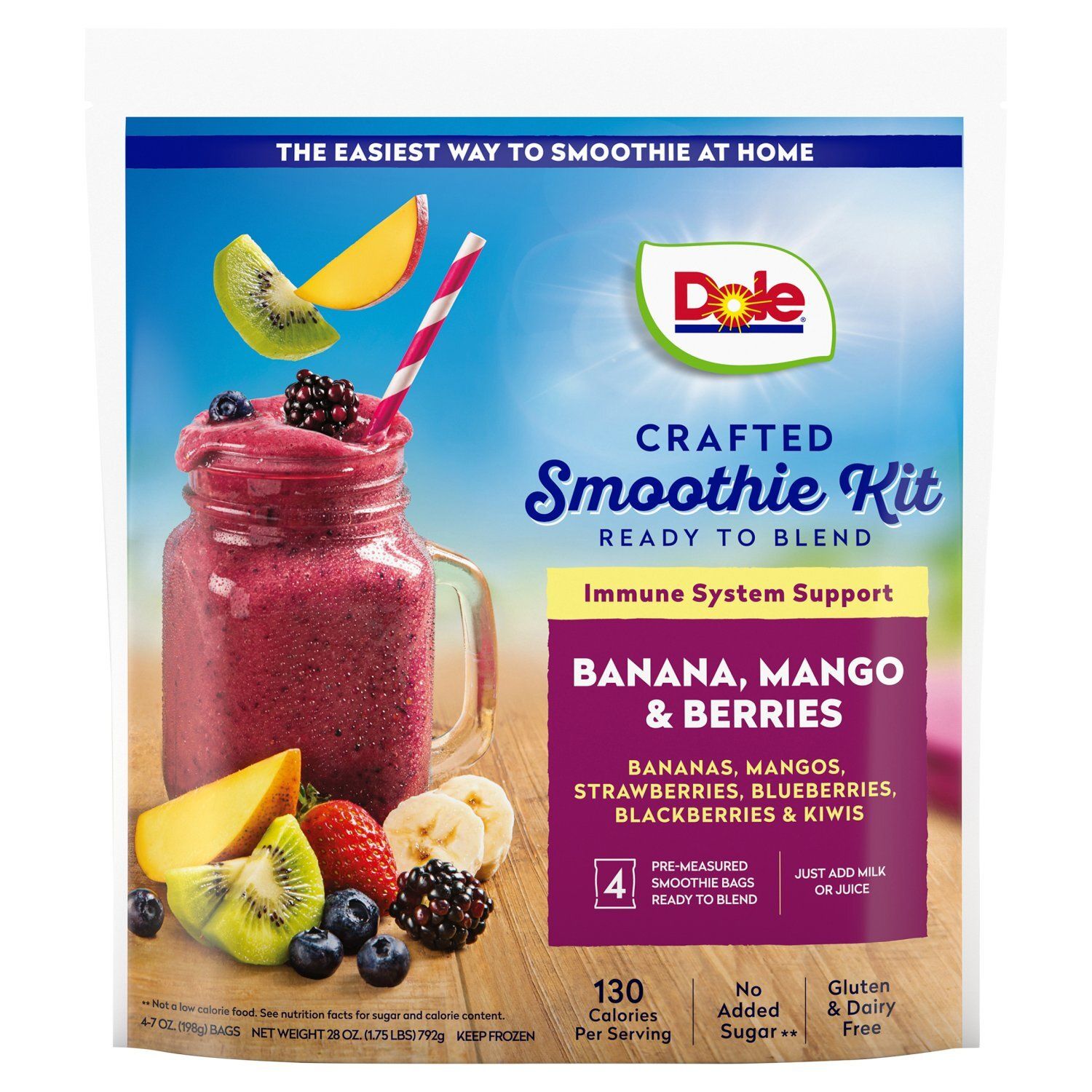 Dole Banana, Mango &amp; Berries Smoothie Kit, 7 oz, 4 count