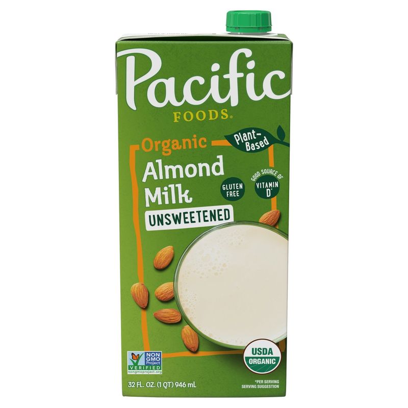 Pacific Foods Organic Unsweetened Plant-Based Almond Milk, 32 fl oz