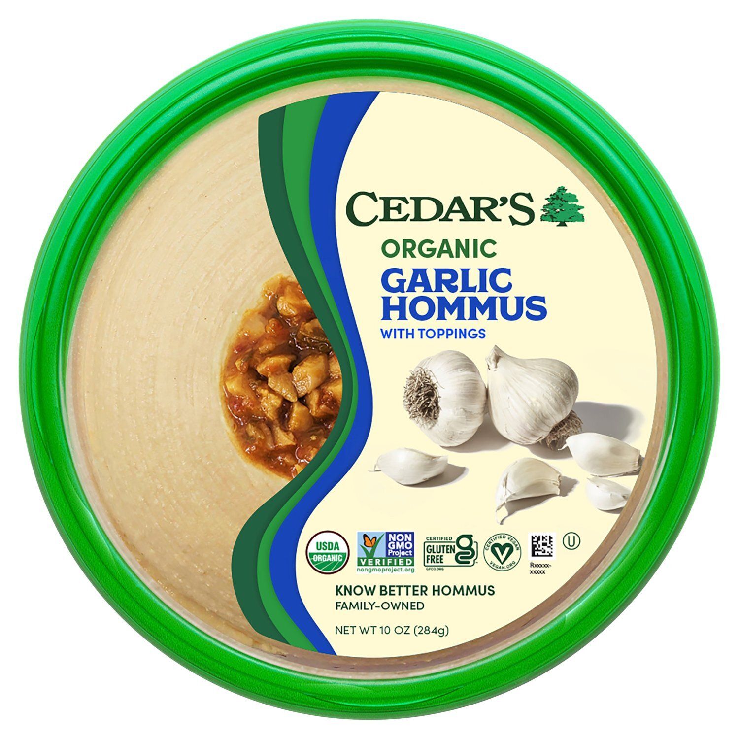 Cedar&#39;s Organic Garlic Hommus with Toppings, 10 oz