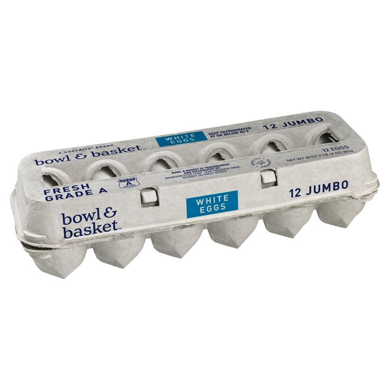 Bowl &amp; Basket Fresh White Eggs, Jumbo, 12 count, 30 oz