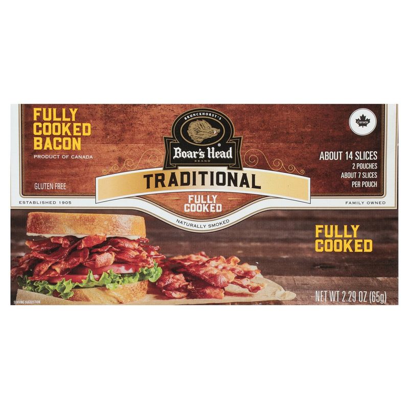 Boar&#39;s Head Traditional Fully Cooked Bacon, 14 count, 2.29 oz