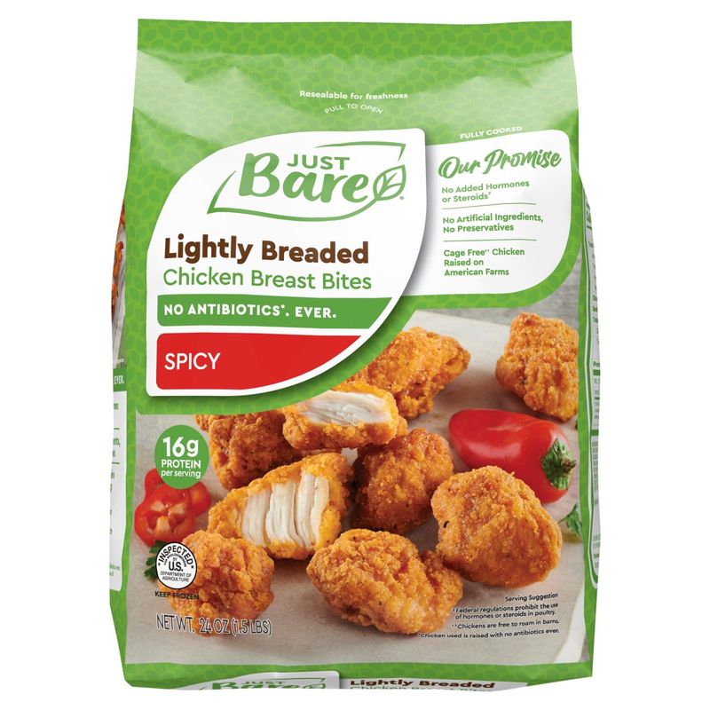 Just Bare Spicy Lightly Breaded Chicken Breast Bites, 24 oz