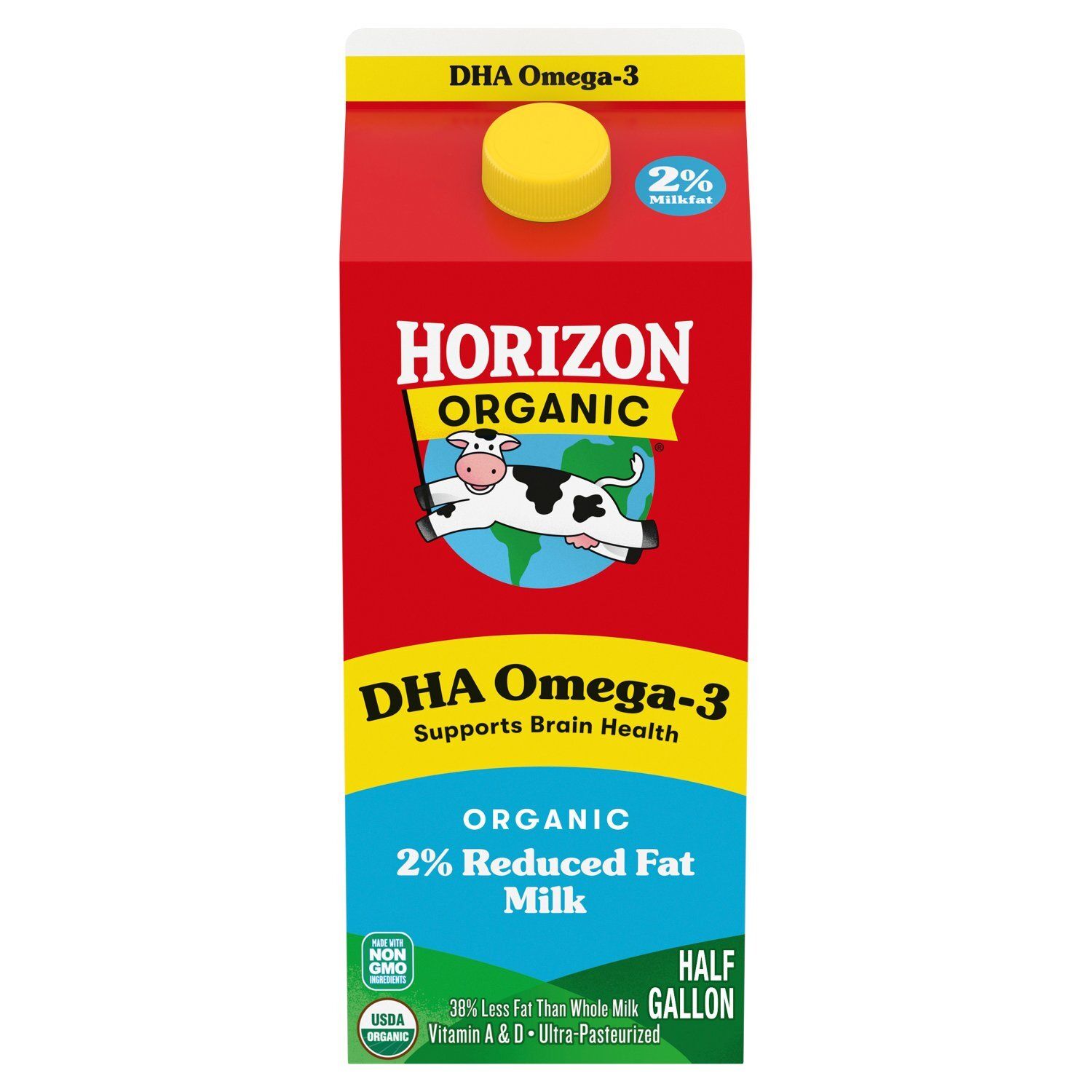 Horizon Organic DHA Omega-3 Organic 2% Reduced Fat Milk, half gallon