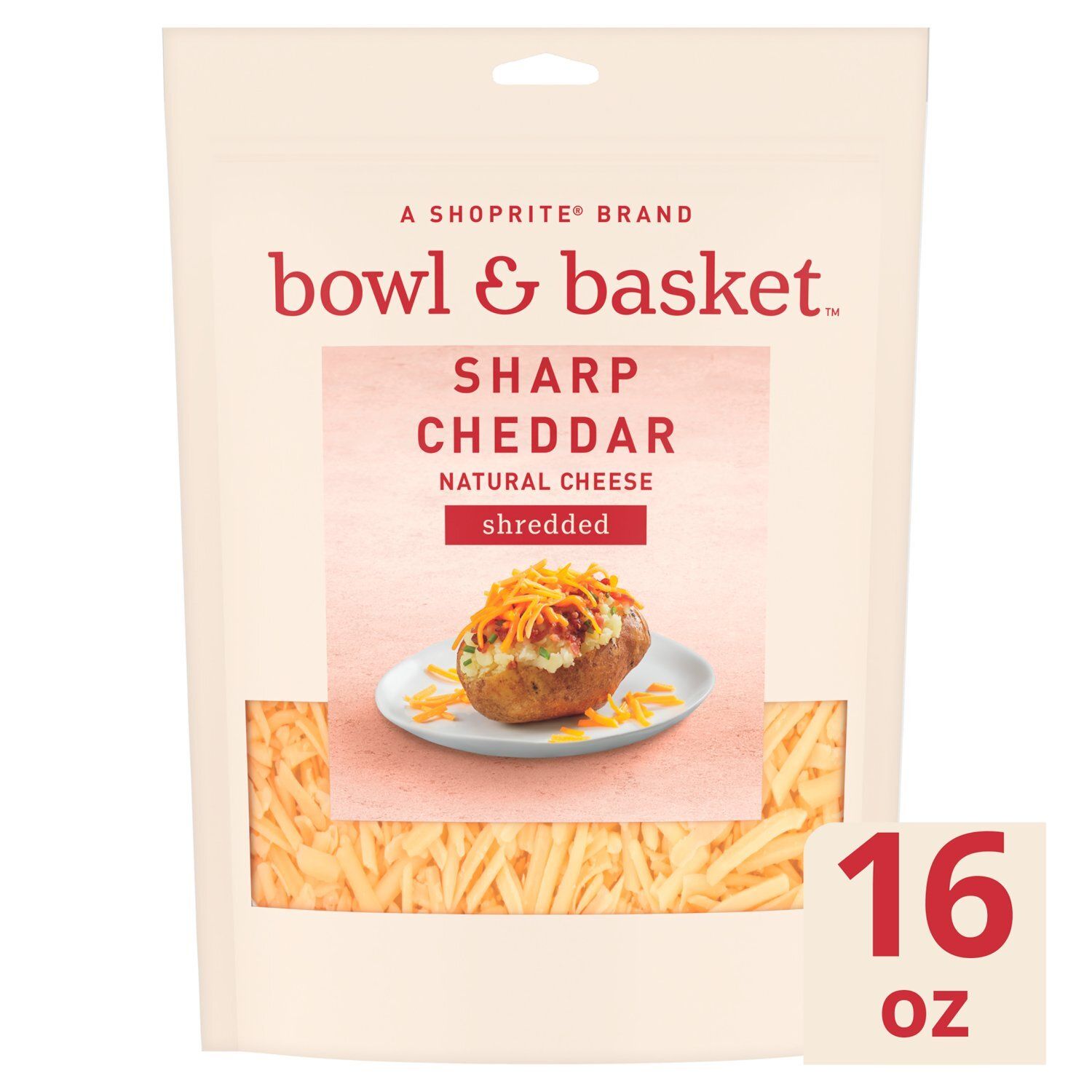 Bowl &amp; Basket Shredded Sharp Cheddar Natural Cheese, 16 oz