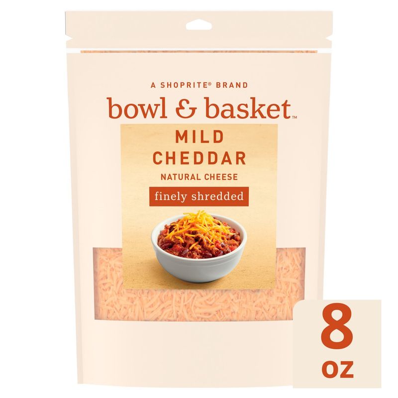 Bowl &amp; Basket Finely Shredded Mild Cheddar Natural Cheese, 8 oz