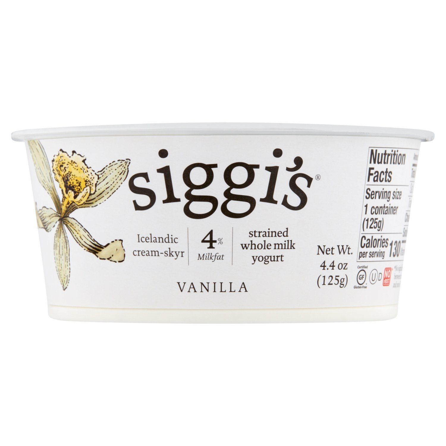 Siggi&#39;s Vanilla Strained Whole Milk Yogurt, 4.4 oz