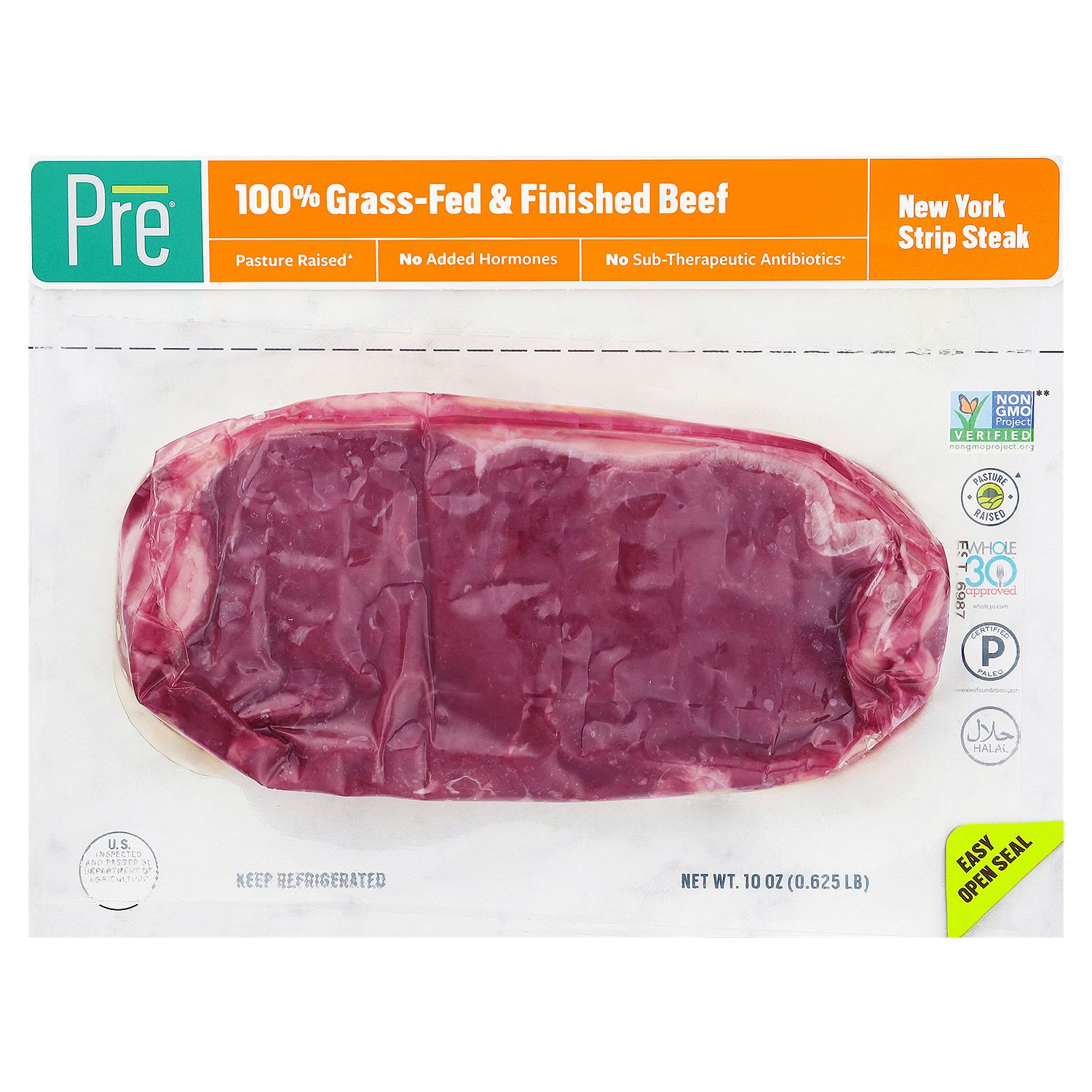 Pre New York Strip Steak 100% Grass-Fed &amp; Finished Beef, 10 oz