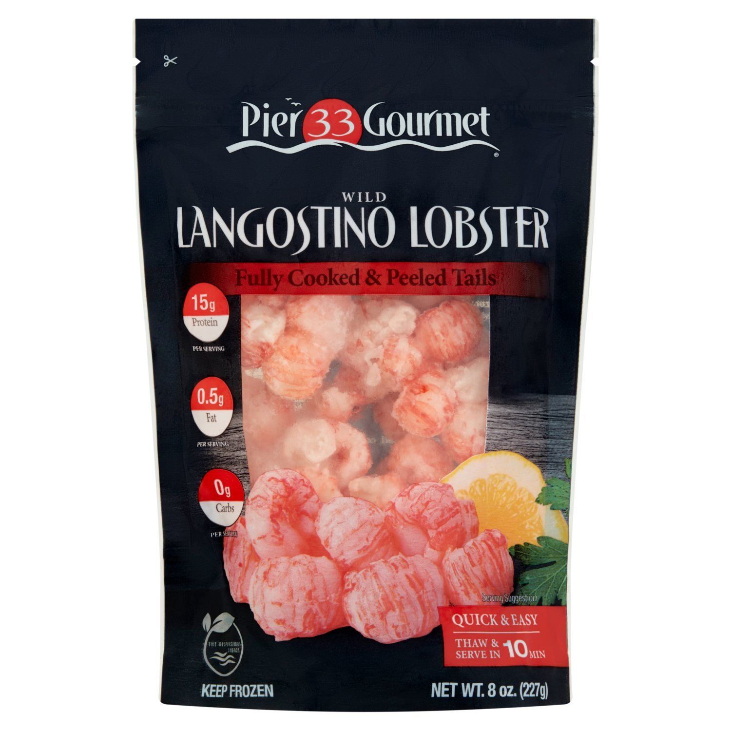 Pier 33 Gourmet Fully Cooked &amp; Peeled Tails Wild Langostino Lobster, 8 oz
