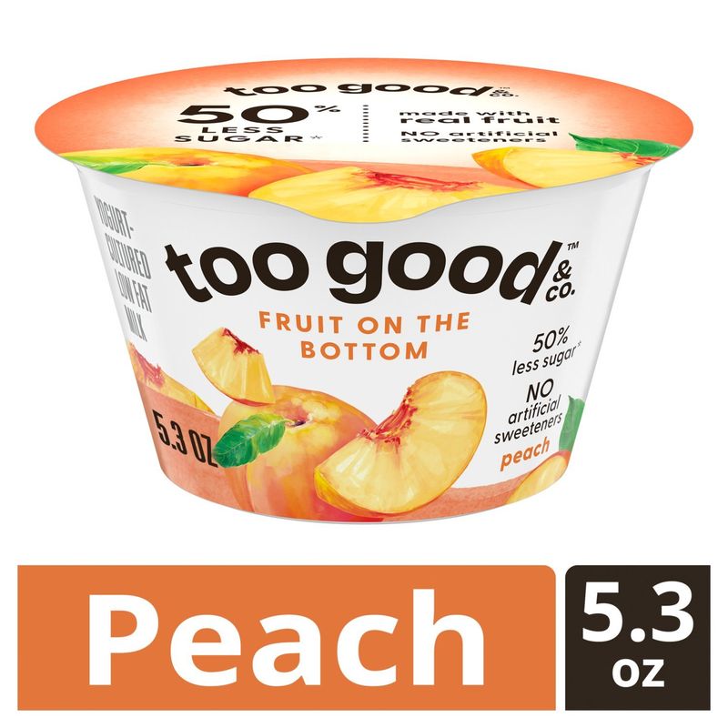 Too Good &amp; Co. Peach Fruit On The Bottom Yogurt-Cultured Low Fat Milk, 5.3 oz