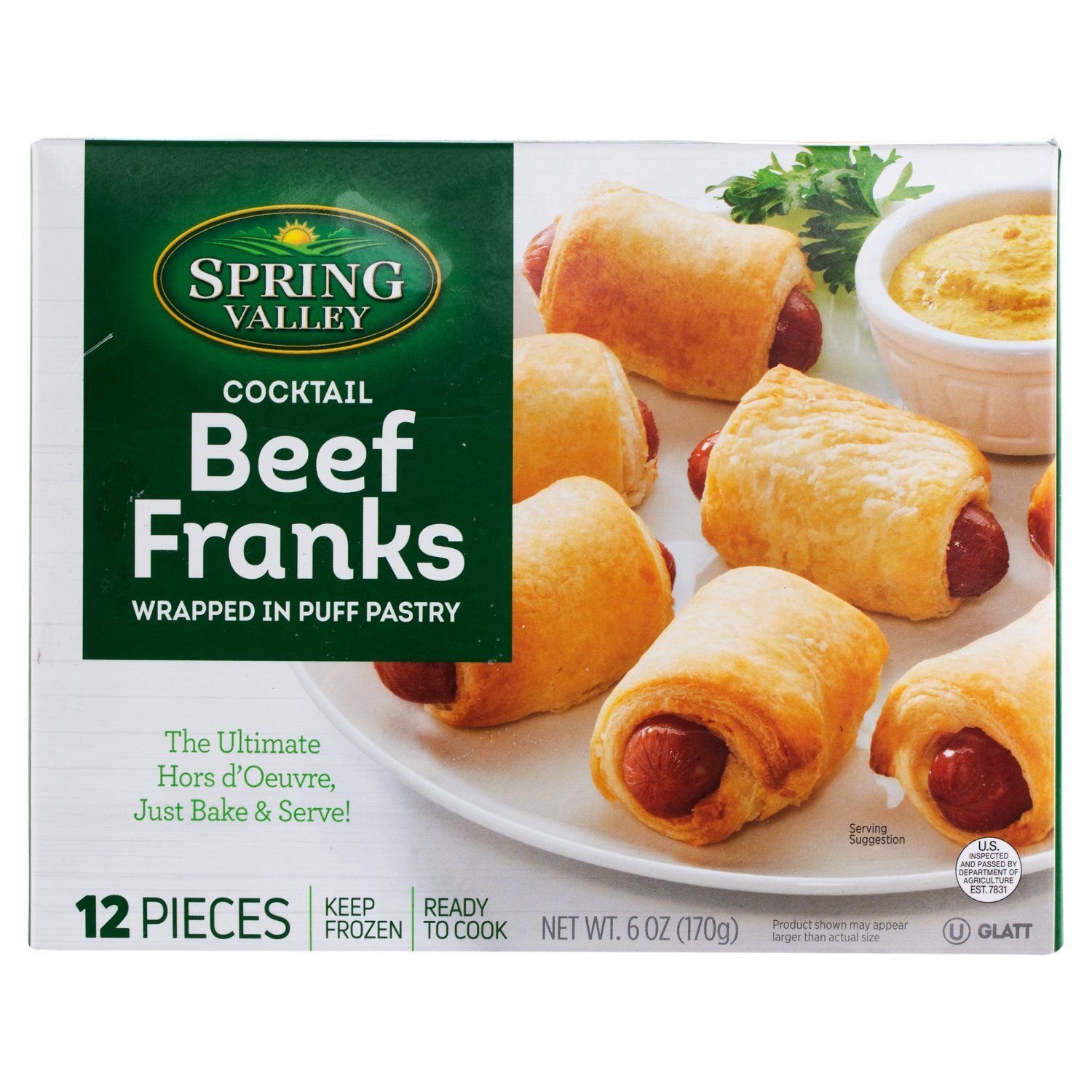 Spring Valley Cocktail Beef Franks Wrapped in Puff Pastry, 12 count, 6 oz