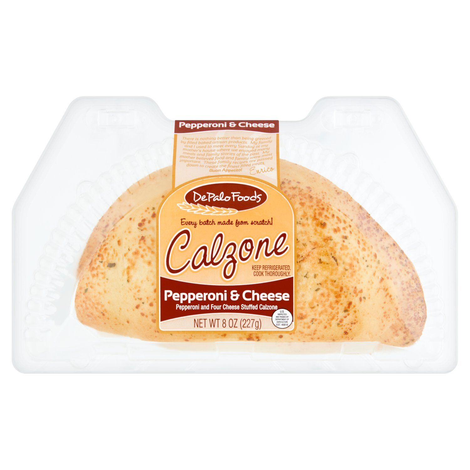 DePalo Foods Pepperoni &amp; Cheese Calzone, 8 oz