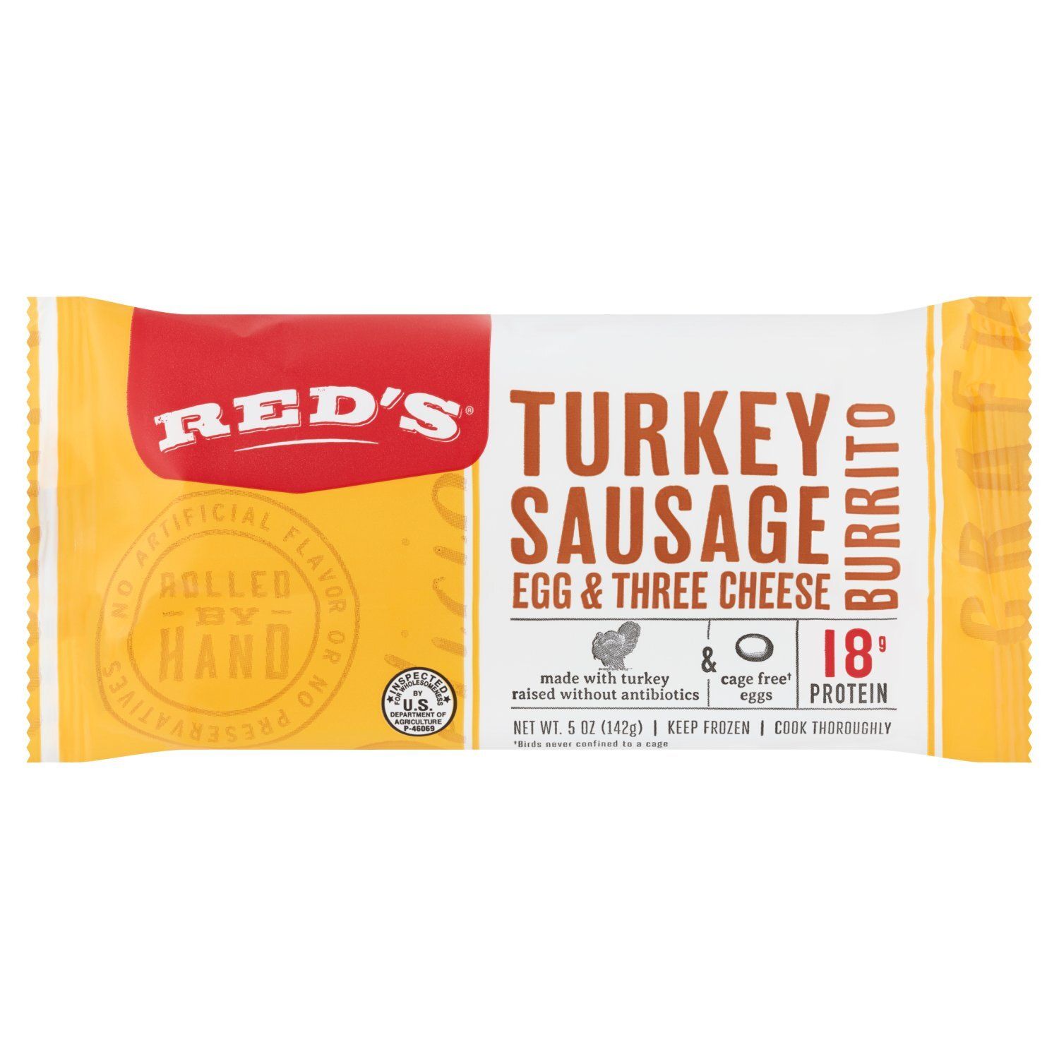Red&#39;s Turkey Sausage Egg &amp; Three Cheese Burrito, 5 oz