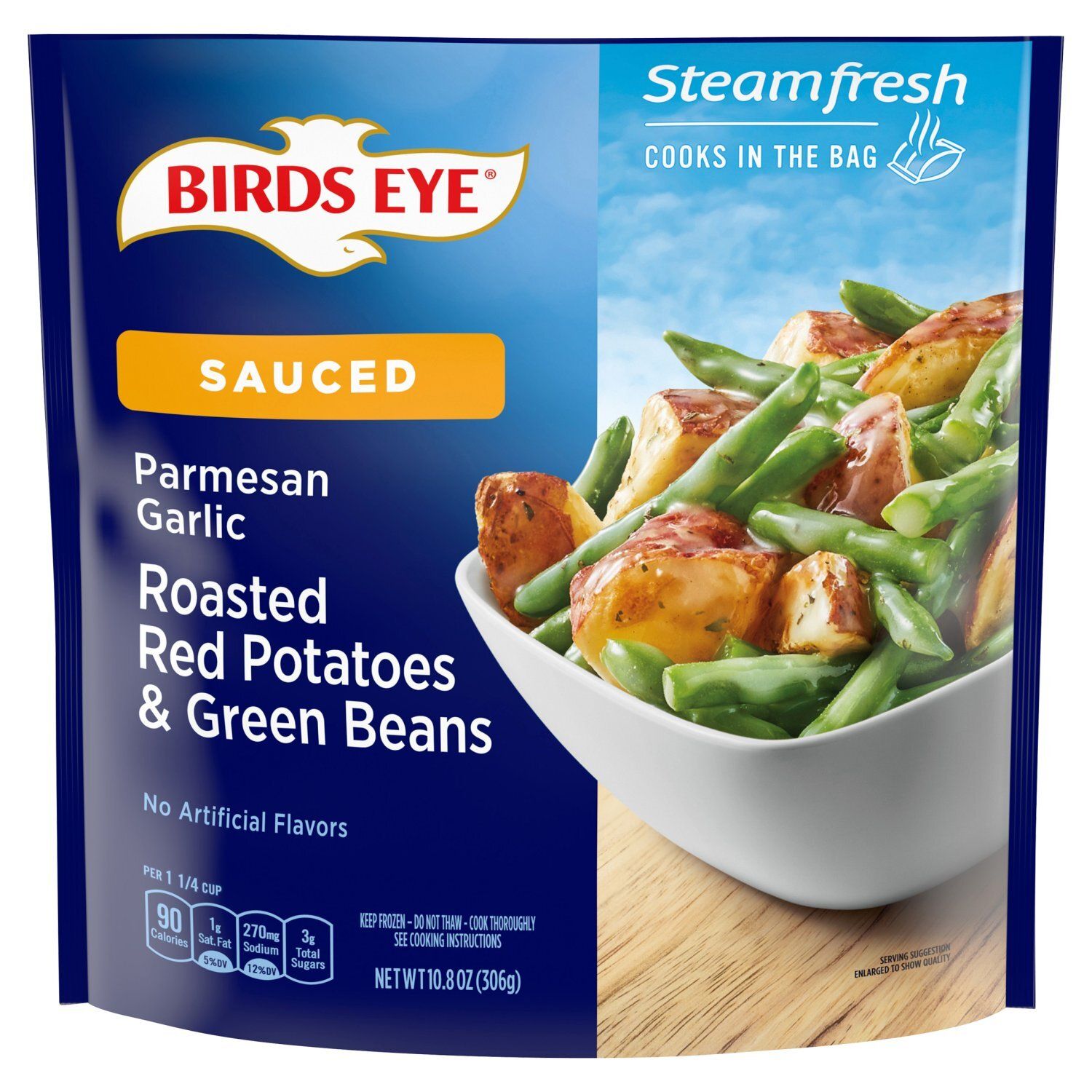 Birds Eye Steamfresh Sauced Parmesan Garlic Roasted Red Potatoes &amp; Green Beans, 10.8 oz