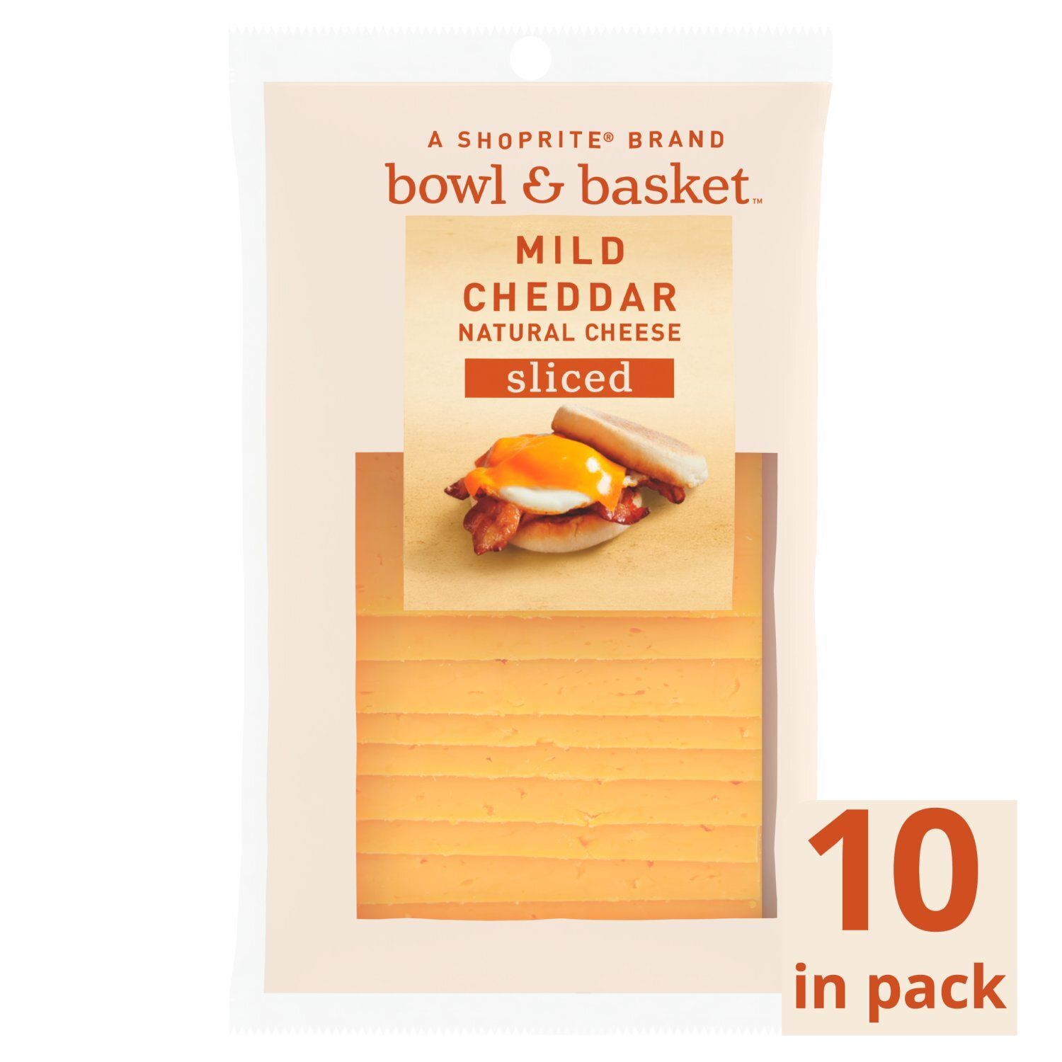 Bowl &amp; Basket Sliced Mild Cheddar Natural Cheese, 10 count, 8 oz
