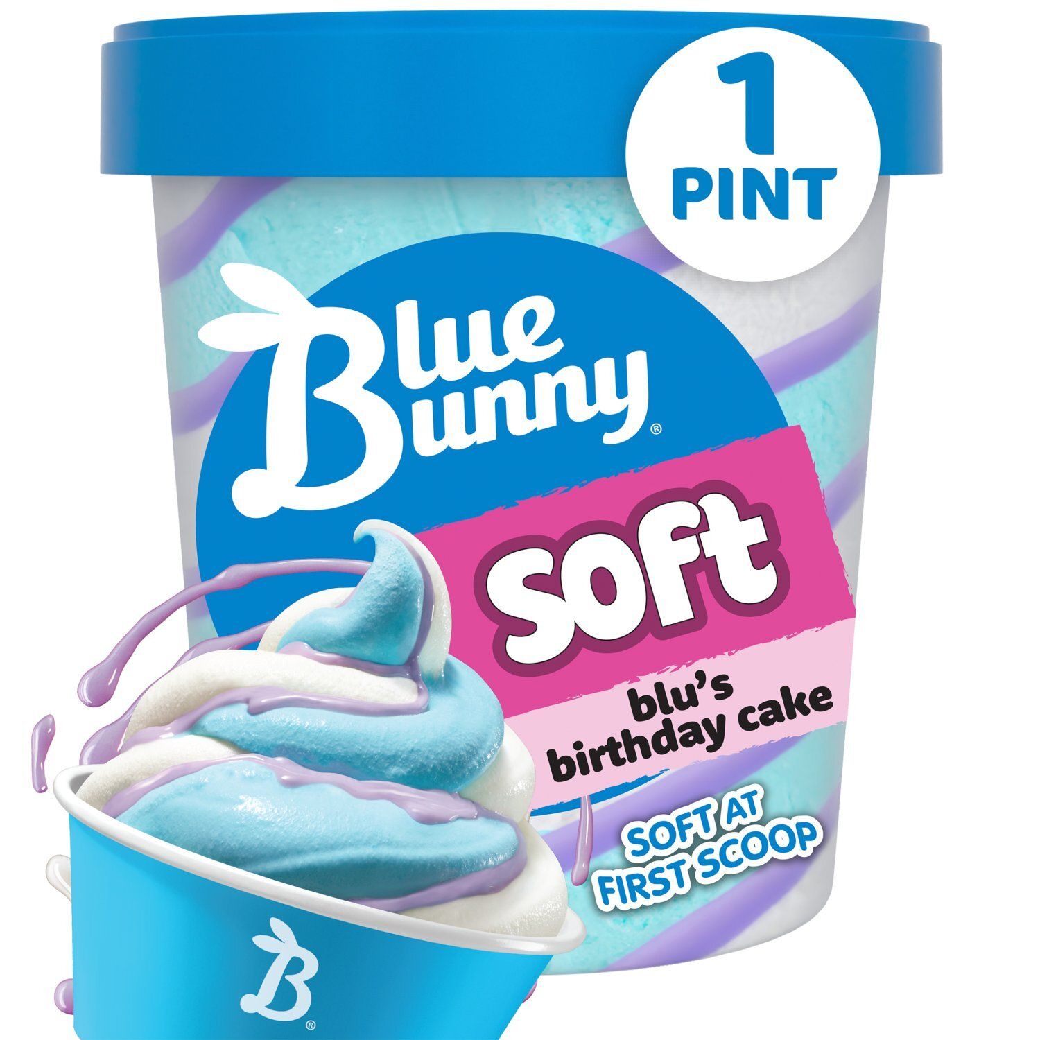 Blue Bunny Soft Blu&#39;s Birthday Cake Frozen Dairy Dessert, 1 pint