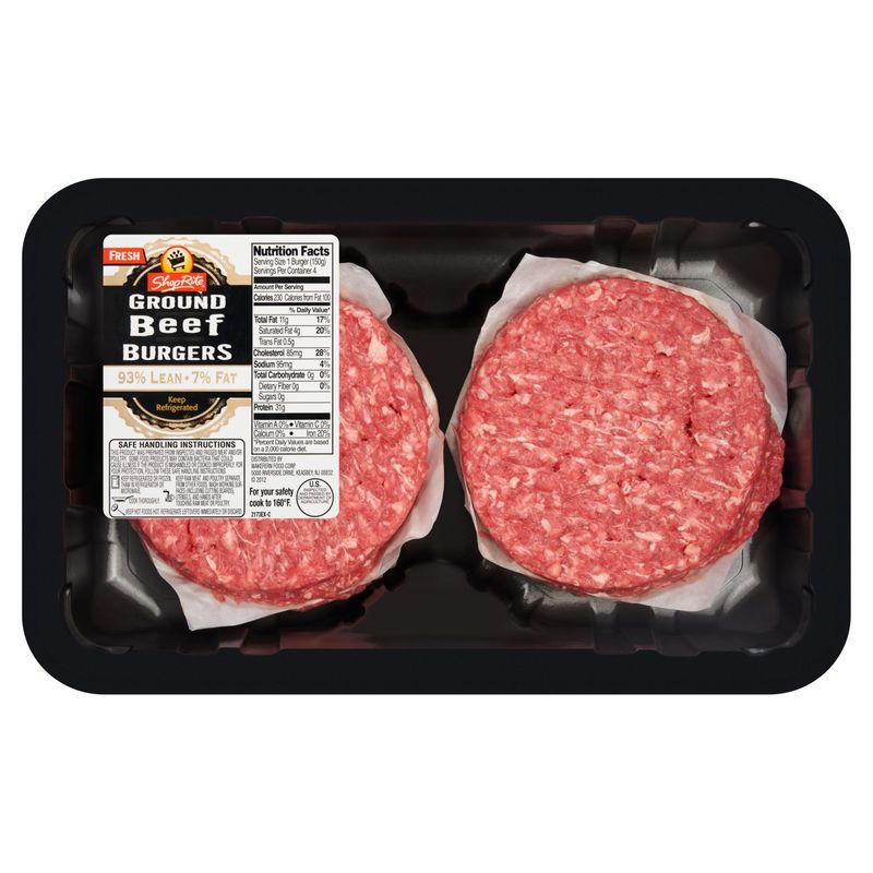 Prepacked 93% Lean Ground Beef Patties, 1.3 pound