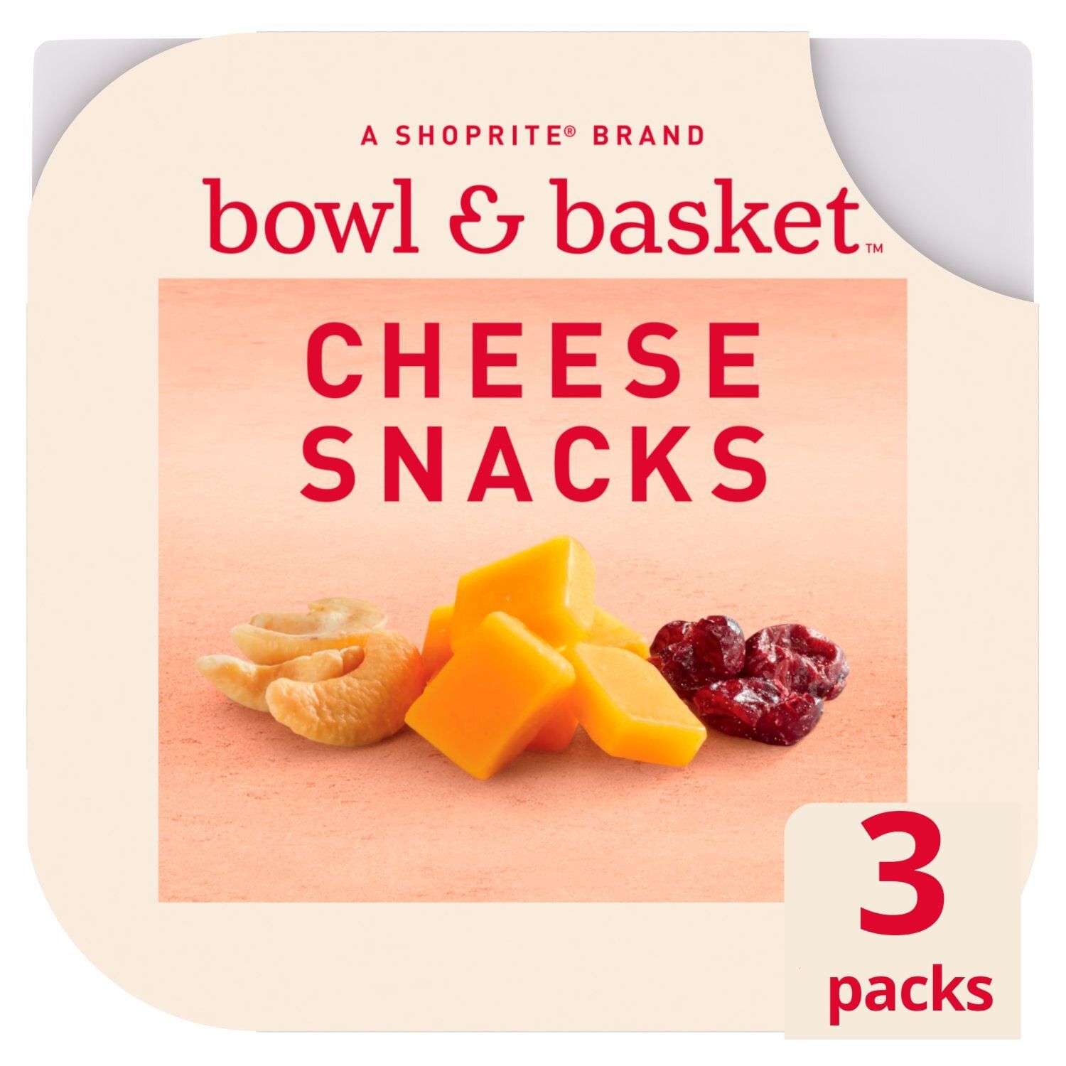 Bowl &amp; Basket Cheese Snacks: Yellow Cheddar Cheese, Cranberries, Cashews, 1.5 oz, 3 count