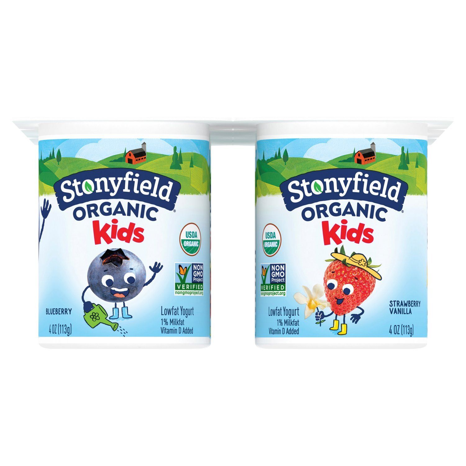 Stonyfield Organic Kids Strawberry Vanilla &amp; Blueberry Lowfat Yogurt Cups