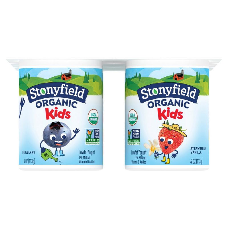 Stonyfield Organic Kids Strawberry Vanilla &amp; Blueberry Lowfat Yogurt Cups