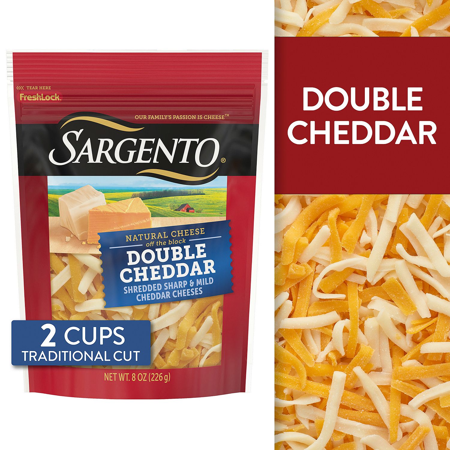 Sargento Double Shredded Sharp and Mild Cheddar Cheeses, 8 oz